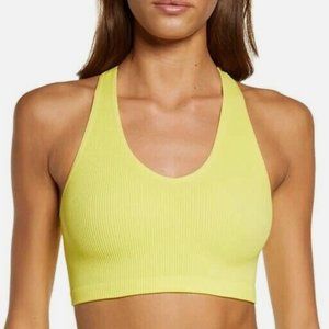 NWT Free People Free Throw Crop Tank in Optic Yellow